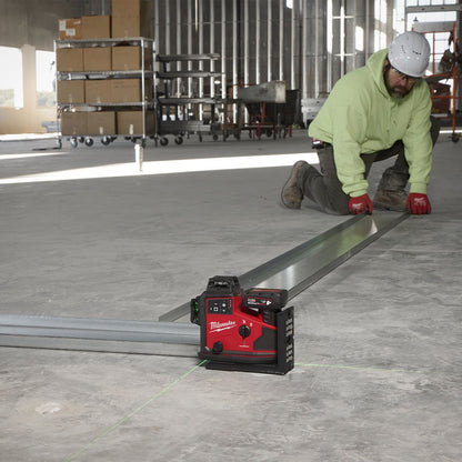 Milwaukee M12A3PLO-0C 12V M12 Green Auto Alignment 360° 3 Plane Laser with 1 x 2.0Ah Battery Charger Case & Laser Tripod