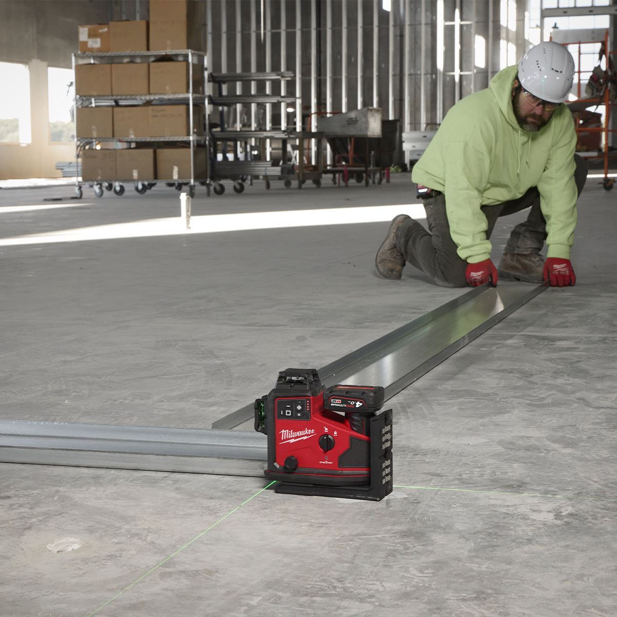 Milwaukee M12A3PLO-0C 12V M12 Green Auto Alignment 360° 3 Plane Laser with 1.2m Compact Laser Tripod & Case